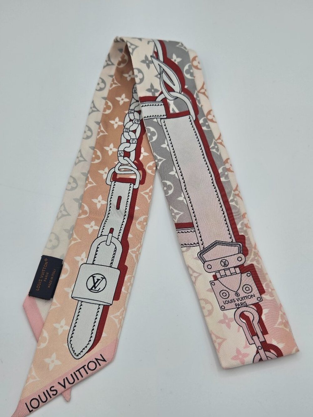 Louis Vuitton Monogram Confidential Bandeau | Pink & Grey Silk | MR3282